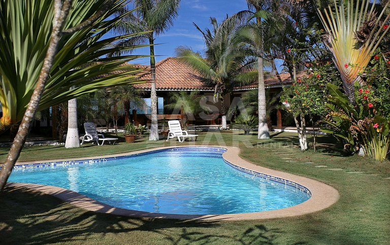 Casa frente mar, seis suítes, pé na areia, praia rasa