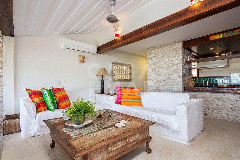 Beautiful house with two suites and a bedroom, facing Geribá