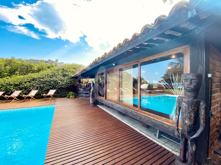 Casa em Geribá pé na areia, salão de jogos e espaço lounge.